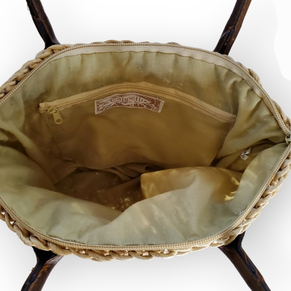 Capelli Straw Purse Handbag Animal Parade with Leather Straps - Picture 3 of 4